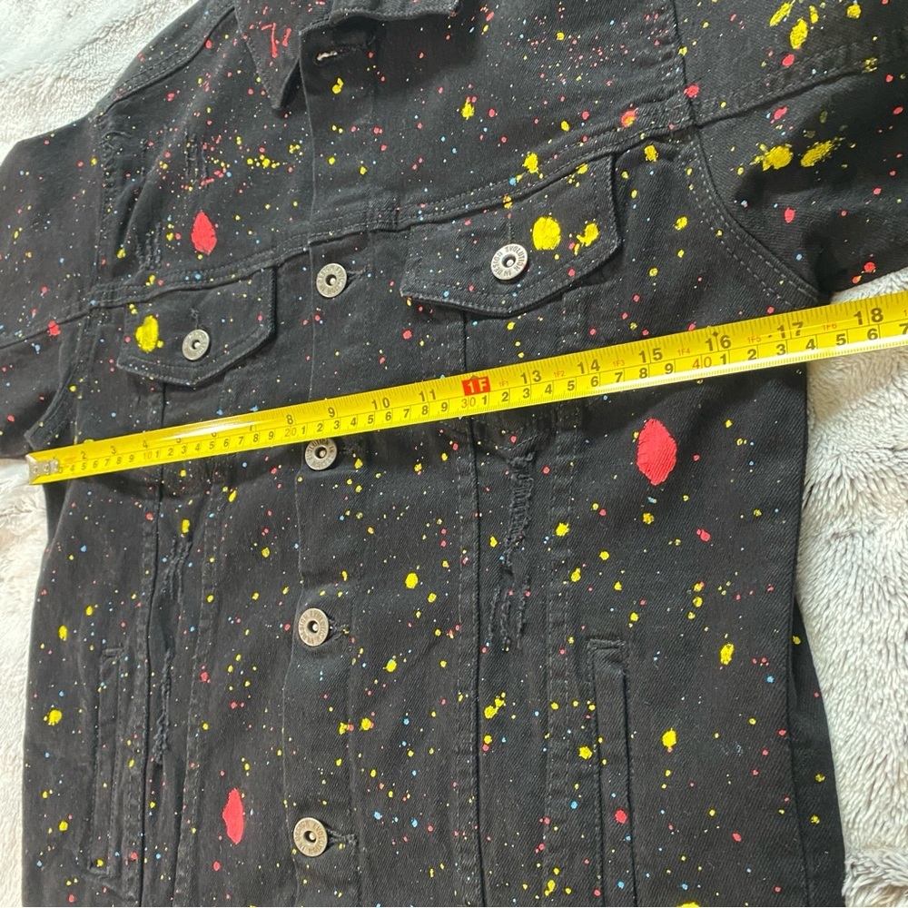 Evolution‎ In Design Denim Jacket Medium Paint Splatter Design C-16161K - Picture 7 of 8